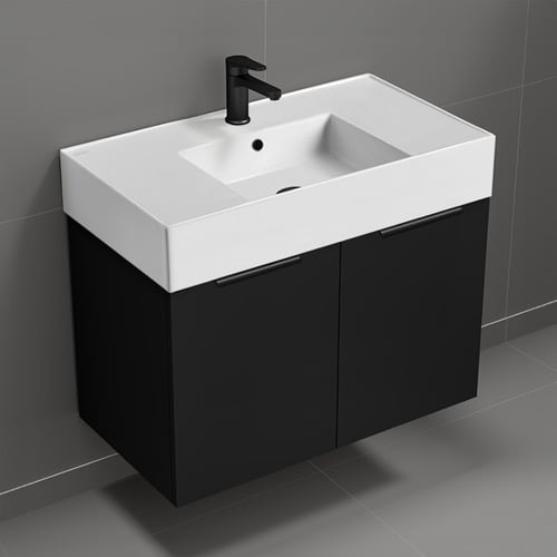 Wall Mounted Bathroom Vanity, Modern, 32 Inch Nameeks DERIN582